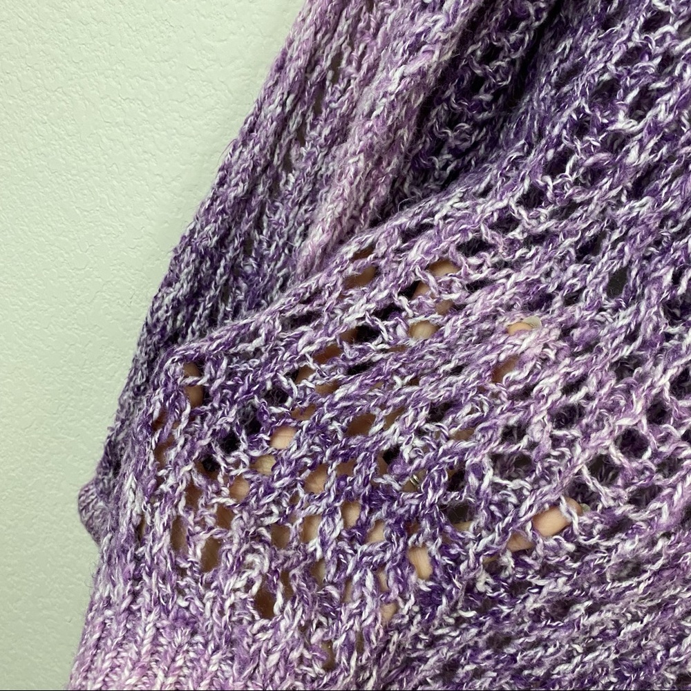 NEW YORK COMPANY NYC Purple Ombre Sweater XL Open Knit Eyelet Lightweight F83 - Picture 6 of 9